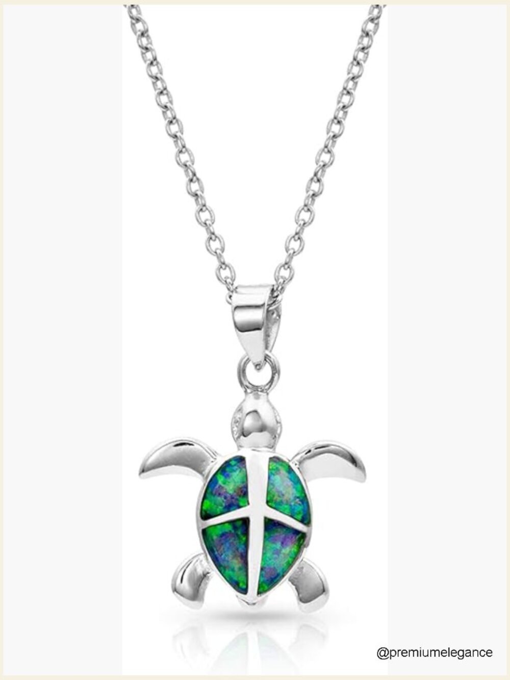 Opal Turtle Pendant Necklace - 19in Chain